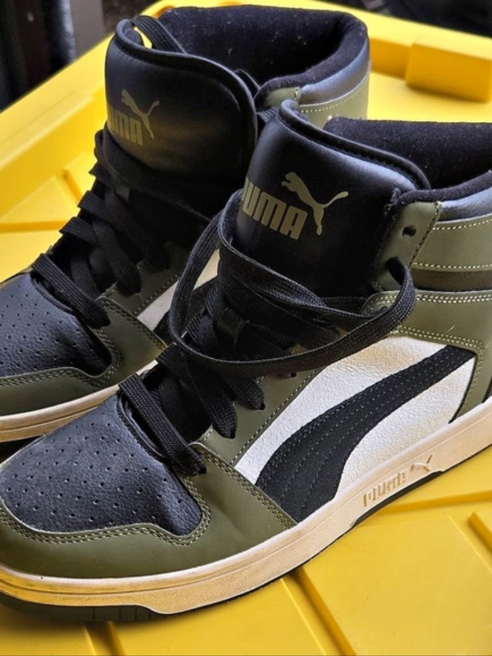 Puma Rebound LayUp SL High-Top Sneakers Green & Black